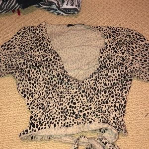Brandy melville leopard wrap crop top